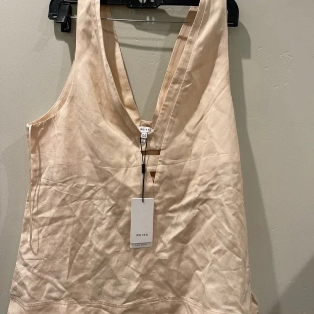 NWT Reiss Top Blouse Women's Size 10 Light Pink Linen Blend V-Neck Sleeveless - Picture 5 of 6
